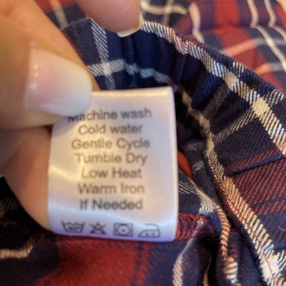 Cuddledown Plaid Flannel Pajamas Size XXL Red Navy Eyelet Prairie Grannycore - Picture 10 of 10